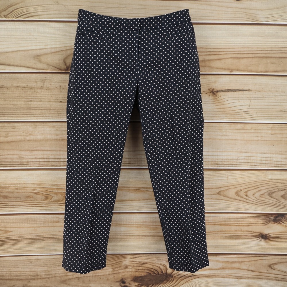 Ellen Tracy Ankle Pants Womens‎ 4 Black Polka Dots Chinos Mid Rise Straight Leg